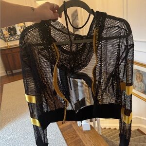 LF Black and Yellow Mesh Poncho